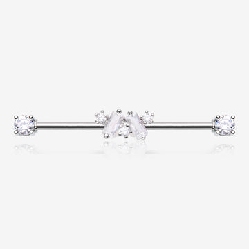 Brilliant Princess Arc Sparkle Ends Industrial Barbell-Clear Gem